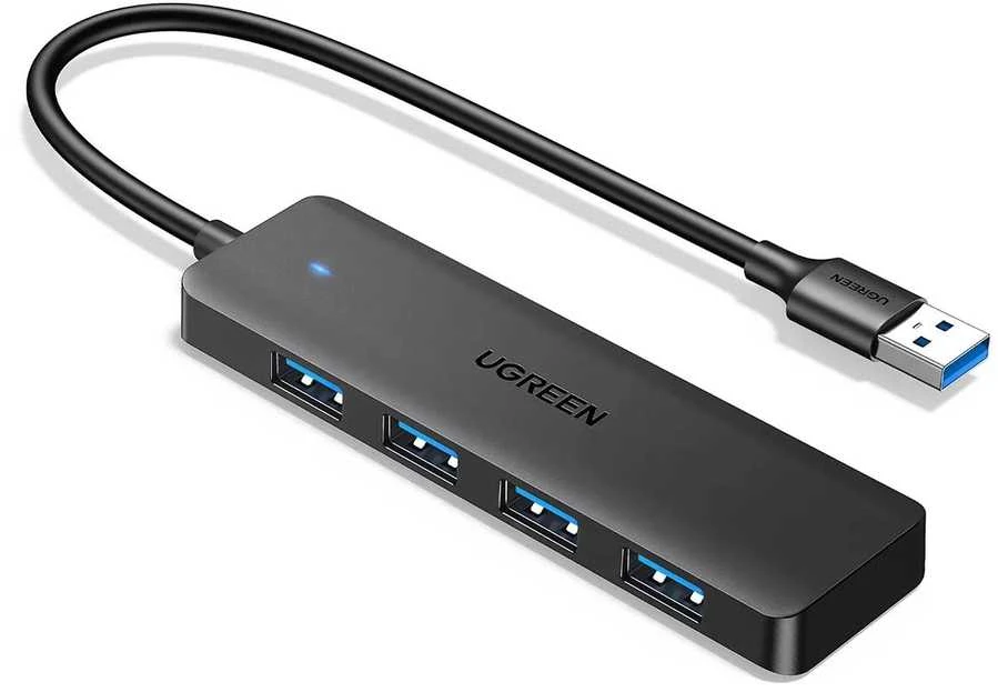 HUB Ugreen CM219 25851 su 4 USB-A 3.0 jungtys and USB-A 3.0 kabelis 15cm - juodos spalvos