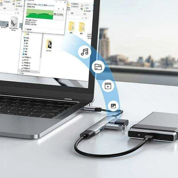 Šakotuvas Hub USB - 4x USB AWEI CL-150T pilkos spalvos