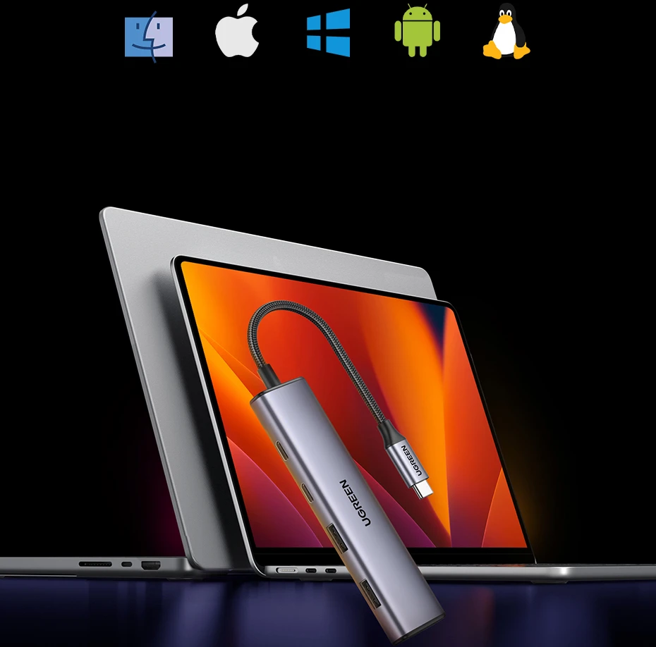 Adapteris HUB UGREEN CM473 USB-C su 2x USB-A, 2x USB-C