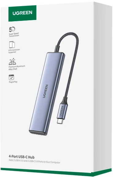 Adapteris HUB UGREEN CM473 USB-C su 2x USB-A, 2x USB-C