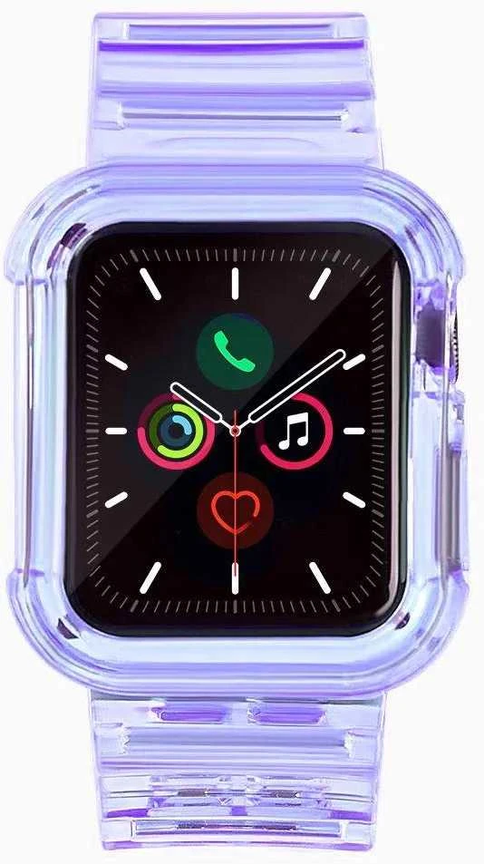 Dėklas Hurtel Apyrankė su laikrodžio apsauga Apple Watch 6 44mm / Watch 5 44mm / Watch 4 44mm / Watch SE 44mm violetinės spalvos