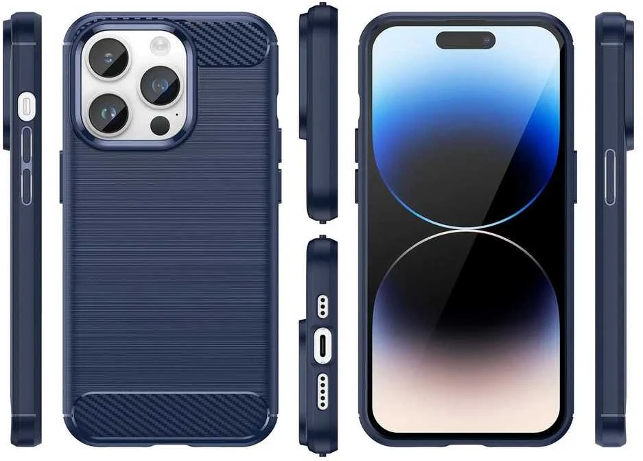 Hurtel Carbon dėklas skirtas iPhone 14 Pro Max, mėlynas