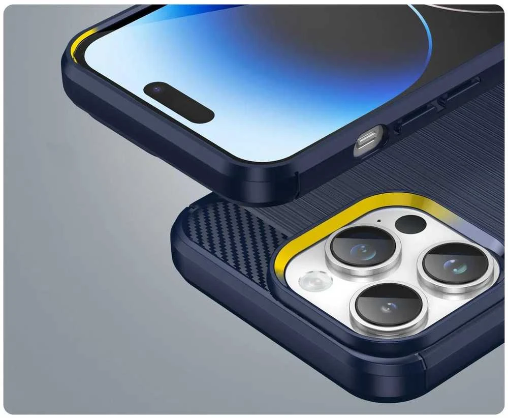 Hurtel Carbon dėklas skirtas iPhone 14 Pro Max, mėlynas