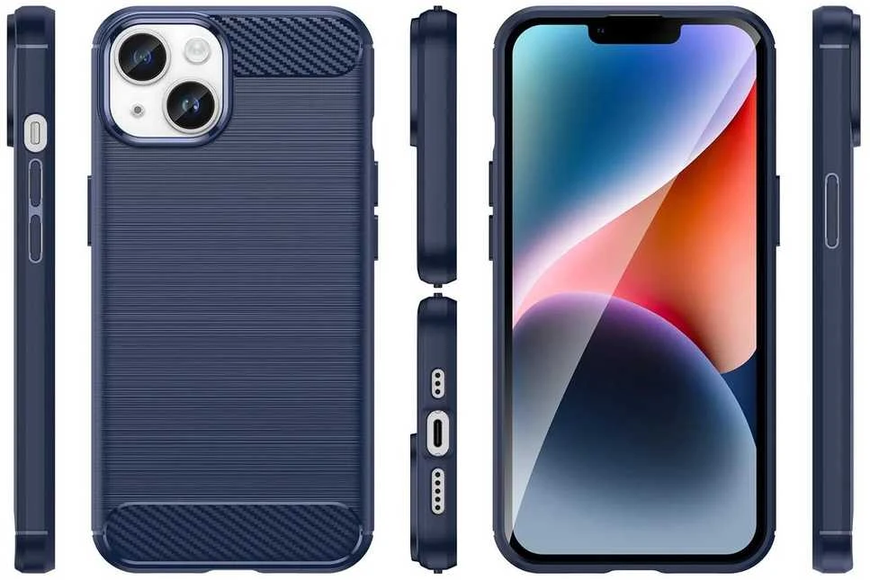 Hurtel Carbon dėklas skirtas iPhone 14, mėlynas