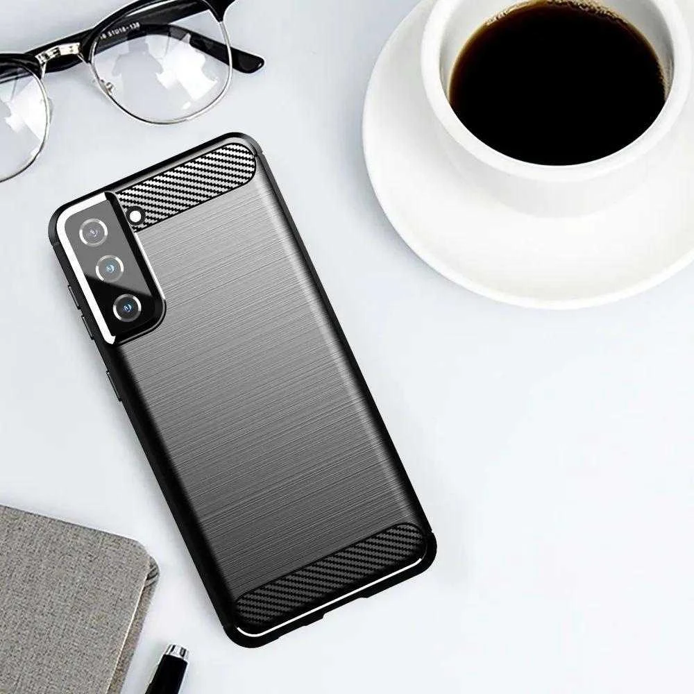 Hurtel Carbon dėklas Flexible Cover TPU Samsung Galaxy S21+ 5G (S21 Plus 5G) dėklas telefonui juodos spalvos
