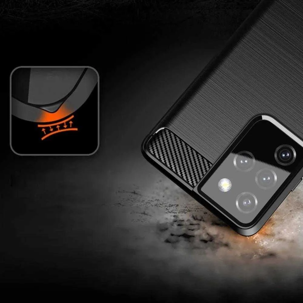 Hurtel Carbon dėklas skirtas Samsung Galaxy S21 Ultra 5G, mėlynas