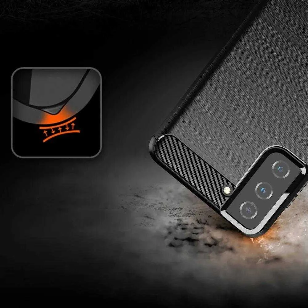 Hurtel Carbon dėklas skirtas Samsung Galaxy S21+ 5G (S21 Plus 5G), mėlynas