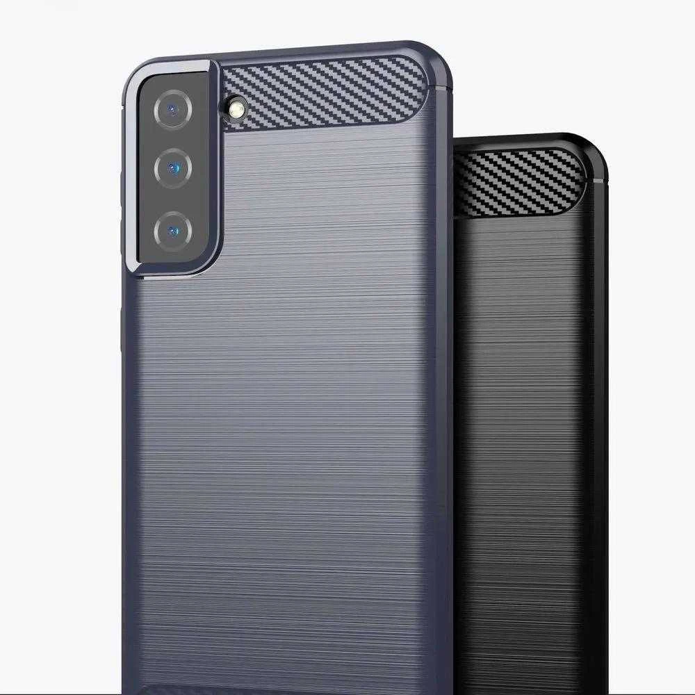 Hurtel Carbon dėklas skirtas Samsung Galaxy S21+ 5G (S21 Plus 5G), mėlynas