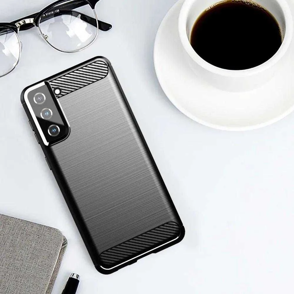 Hurtel Carbon dėklas skirtas Samsung Galaxy S21+ 5G (S21 Plus 5G), mėlynas