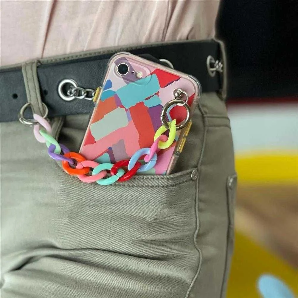 Hurtel Spalvotas elastingas dėklas su grandinėlės pakabuku, skirtas Samsung Galaxy A32 5G