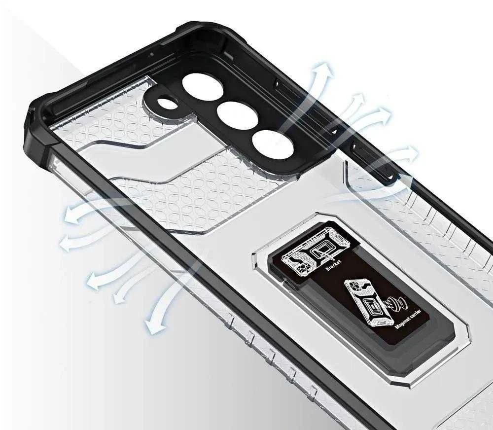 Hurtel Crystal Ring dėklas + magnetinis laikiklis Samsung Galaxy S22 + (S22 Plus), juodas