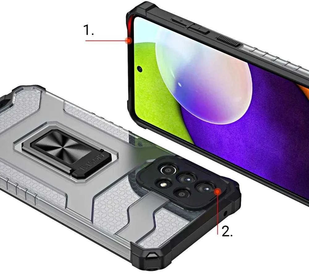 Hurtel Crystal Ring dėklas skirtas Samsung Galaxy A72 4G, mėlynas