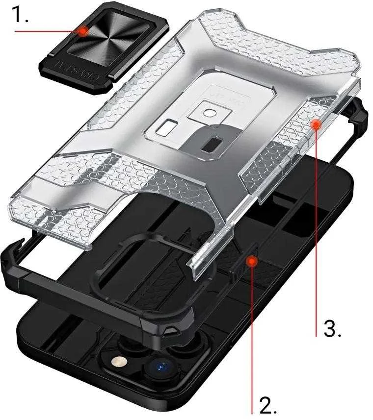 Hurtel Crystal Ring dėklas skirtas iPhone 13 Pro Max, juodas