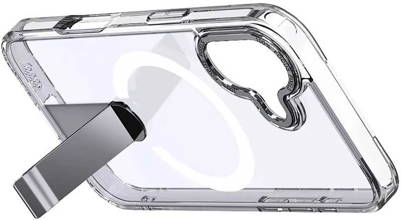 Hurtel Hybrid Armor X dėklas skirtas Apple iPhone 17 su stoveliu, suderinamas su MagSafe – skaidrus