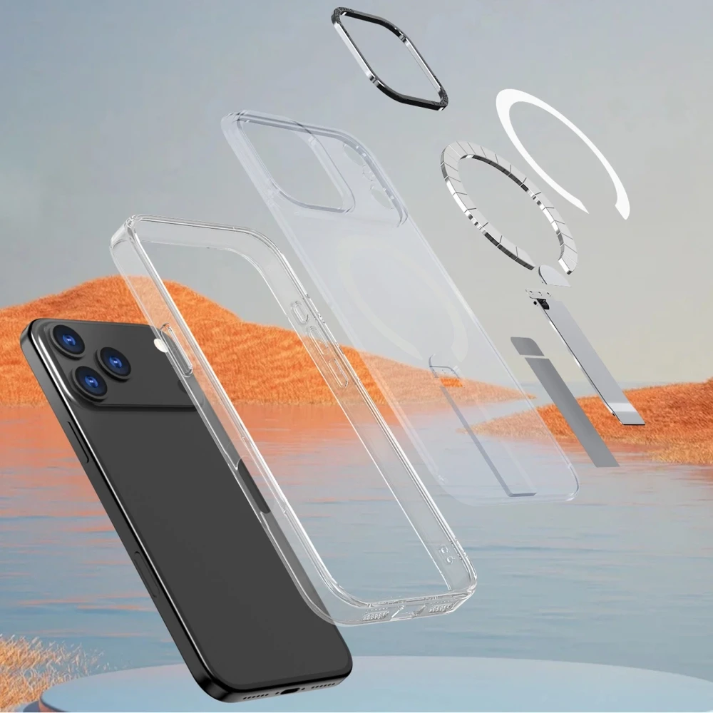 Hurtel Dėklas Hybrid Armor X skirtas Samsung Galaxy S25 FE su stoveliu suderinama su MagSafe – skaidrus