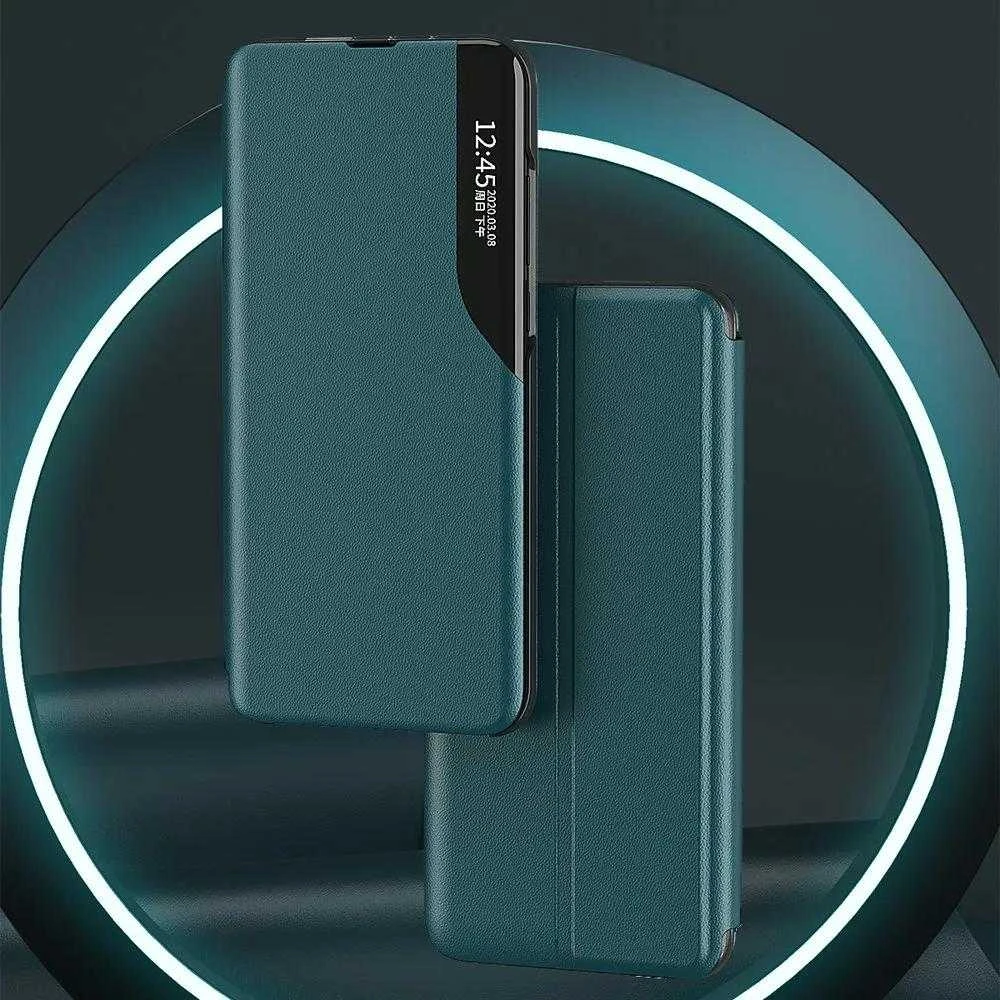 Hurtel Eco Leather View dėklas skirtas Samsung Galaxy A22 4G, oranžinis