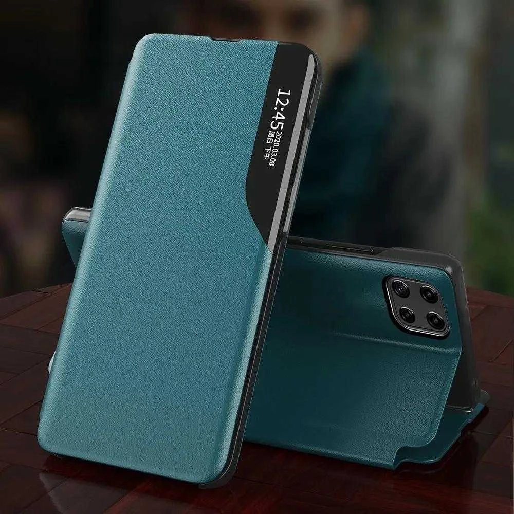 Hurtel Eco Leather View dėklas skirtas Samsung Galaxy A22 4G, oranžinis