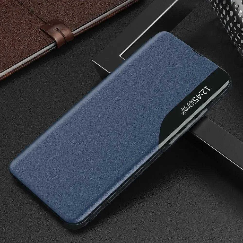 Hurtel Eco Leather View Elegant Flip su stoveliu Poco M4 Pro 5G dėklas telefonui mėlynos spalvos