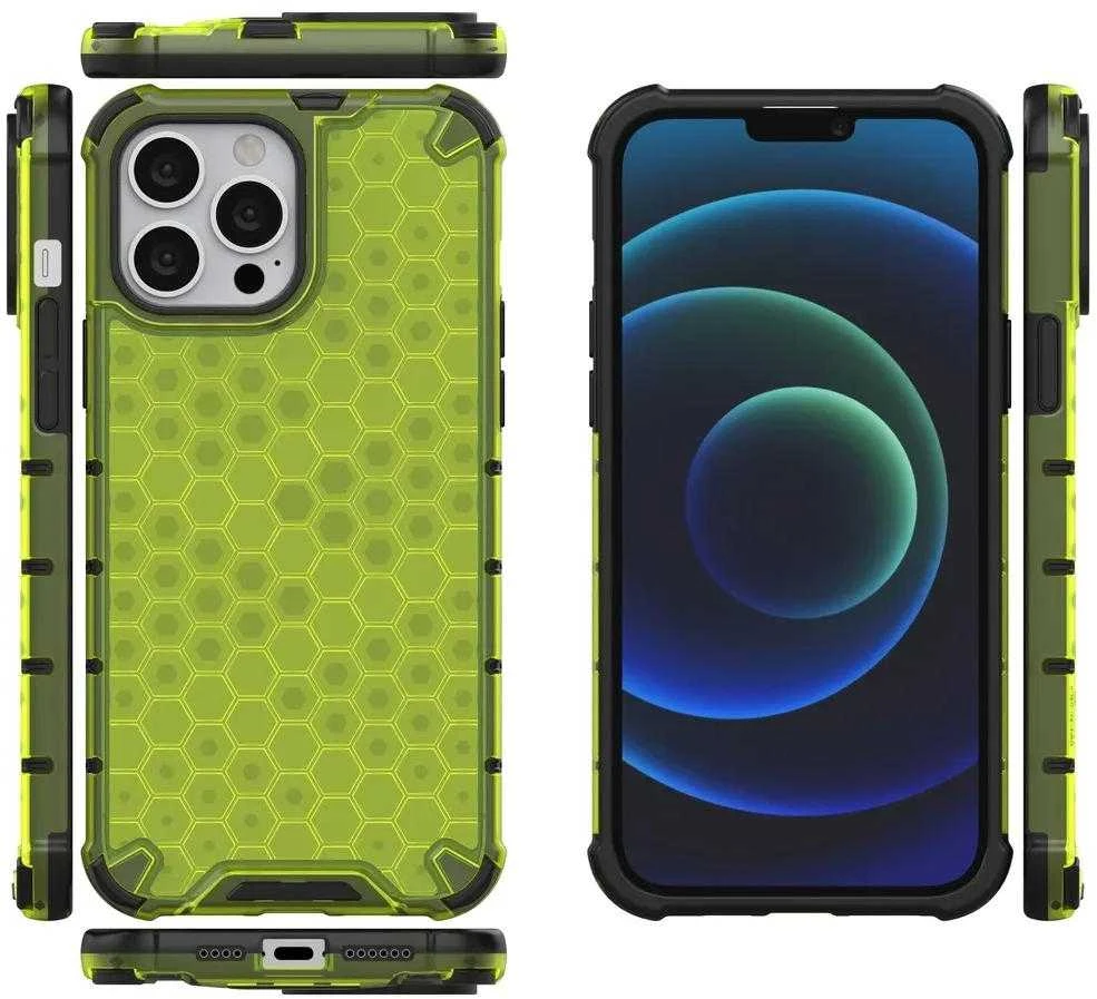 Hurtel Honeycomb dėklas skirtas iPhone 13 Pro Max, žalias