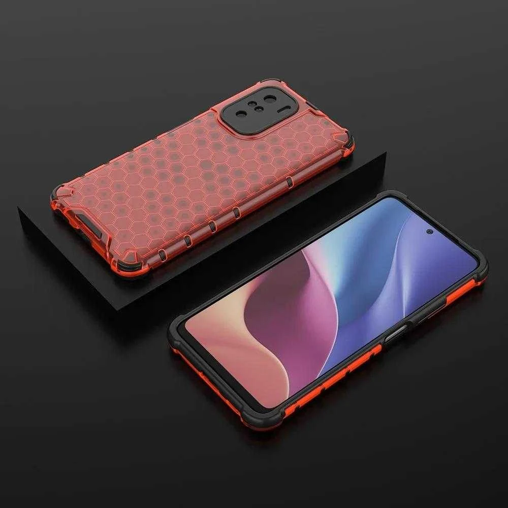Hurtel Honeycomb dėklas skirtas Xiaomi Redmi K40 Pro+ / K40 Pro / K40 / Poco F3, raudonas