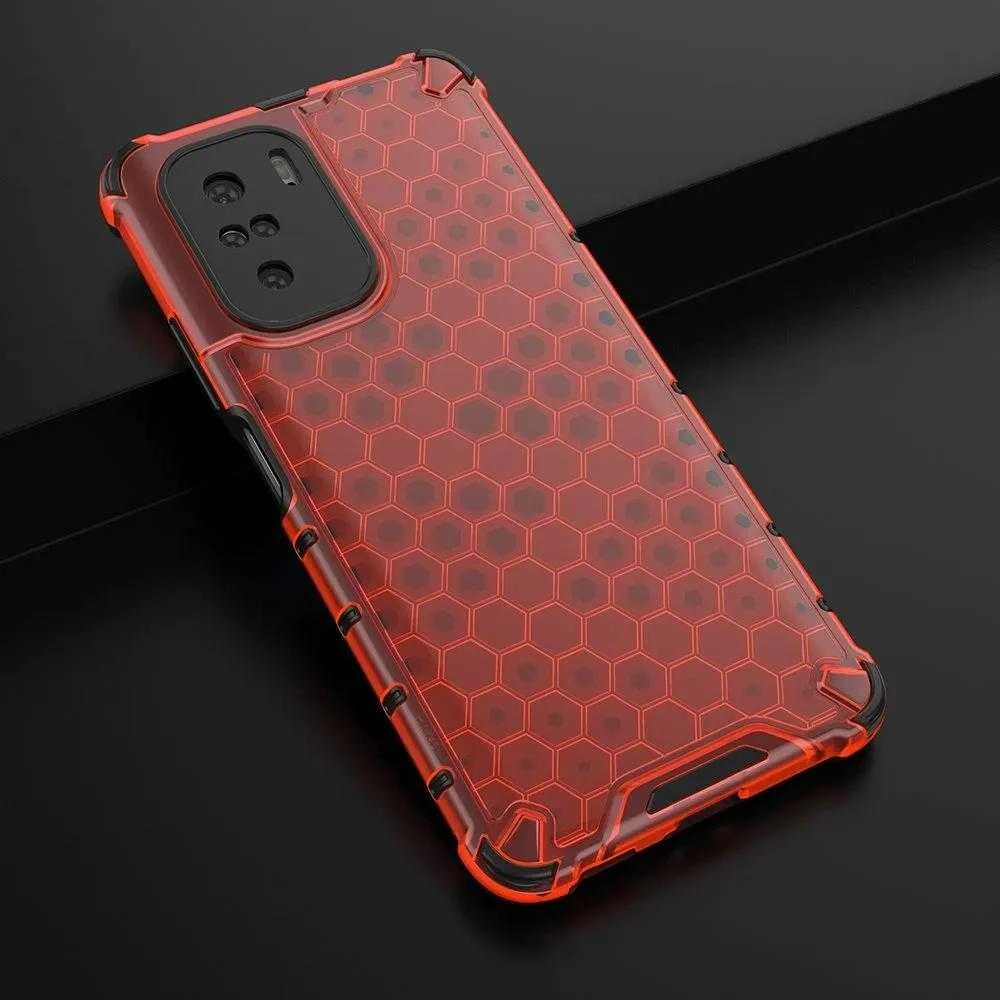 Hurtel Honeycomb dėklas skirtas Xiaomi Redmi K40 Pro+ / K40 Pro / K40 / Poco F3, raudonas