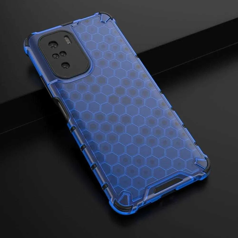 Hurtel Honeycomb dėklas skirtas Xiaomi Redmi K40 Pro+ / K40 Pro / K40 / Poco F3, mėlynas