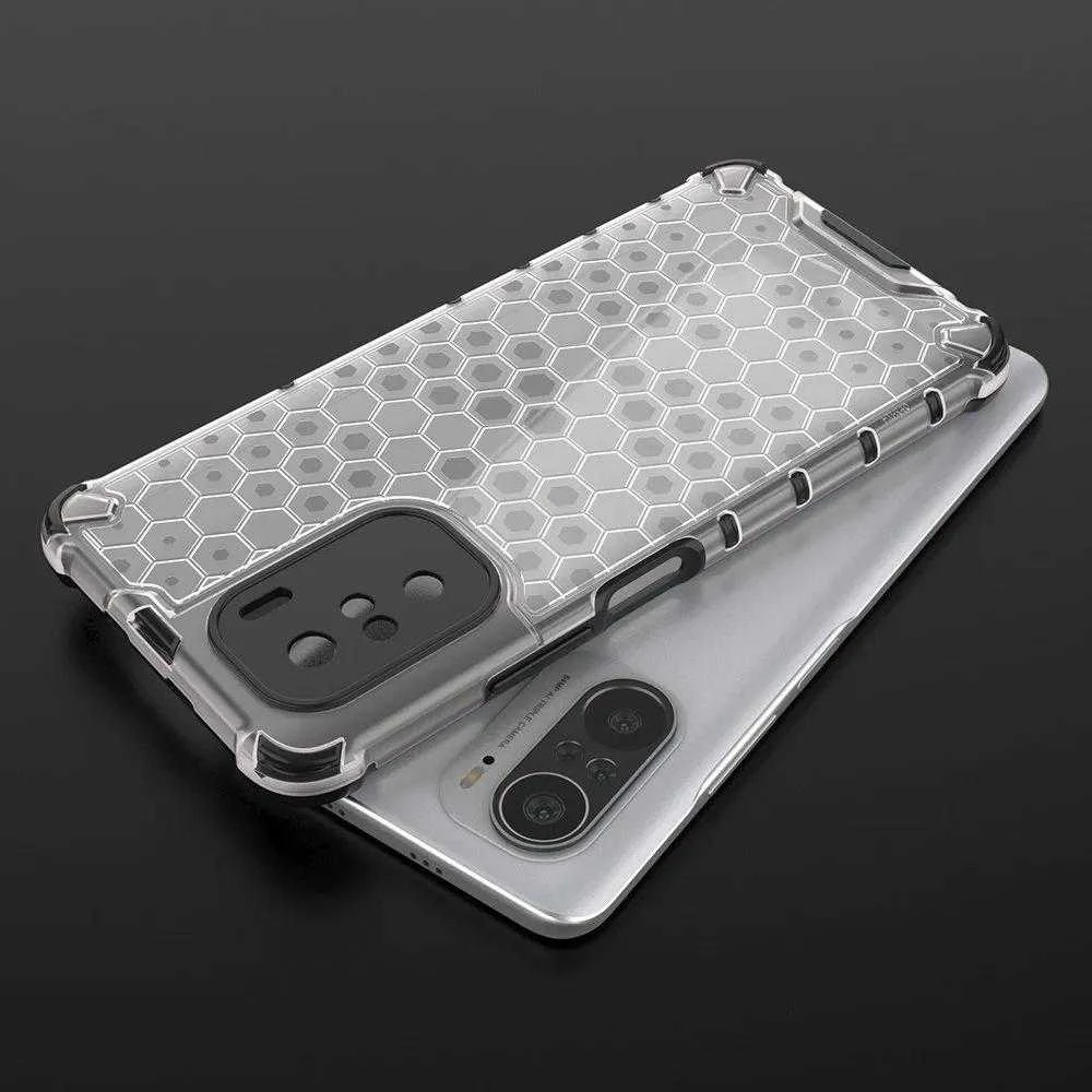 Hurtel Honeycomb dėklas skirtas Xiaomi Redmi K40 Pro+ / K40 Pro / K40 / Poco F3, skaidrus
