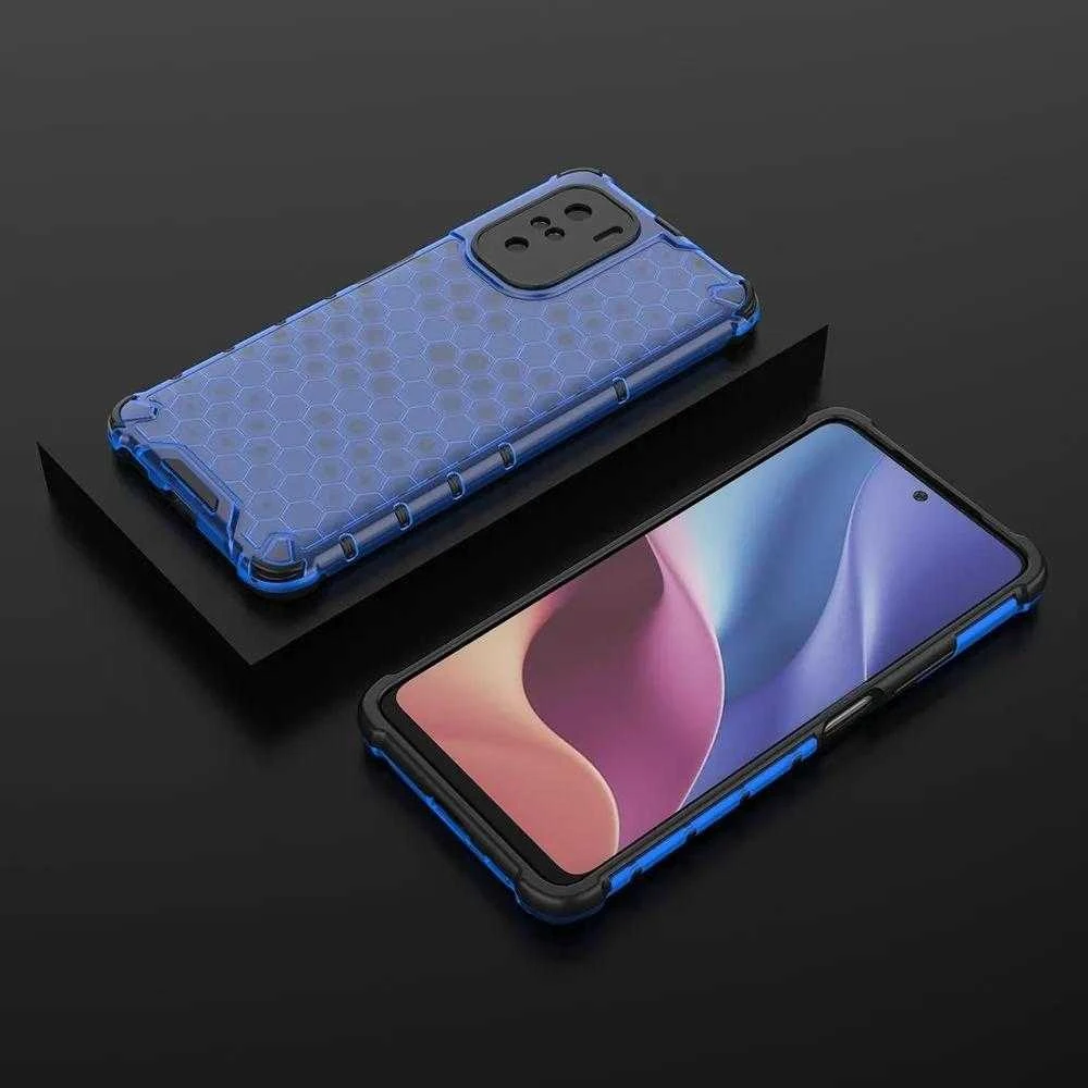 Hurtel Honeycomb dėklas skirtas Xiaomi Redmi K40 Pro+ / K40 Pro / K40 / Poco F3, mėlynas