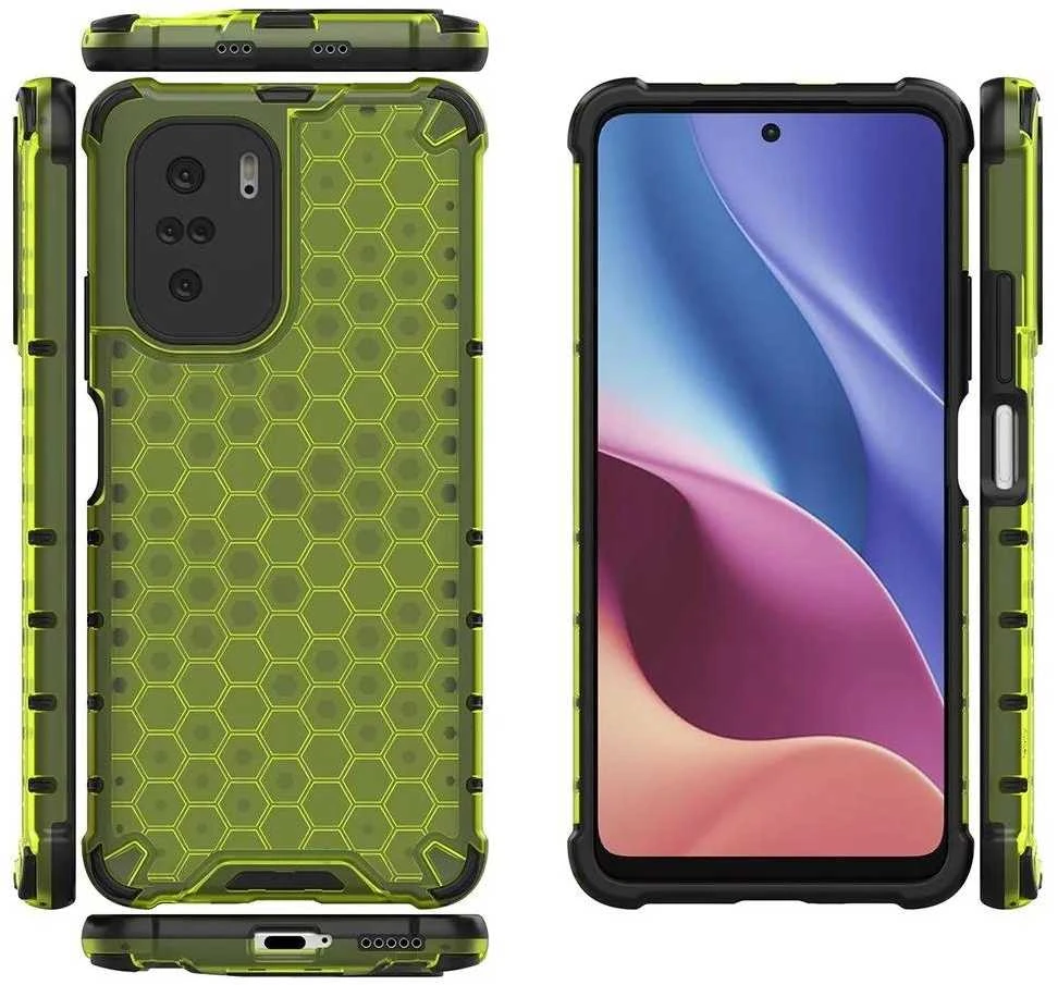 Hurtel Honeycomb dėklas skirtas Xiaomi Redmi K40 Pro+ / K40 Pro / K40 / Poco F3, žalias