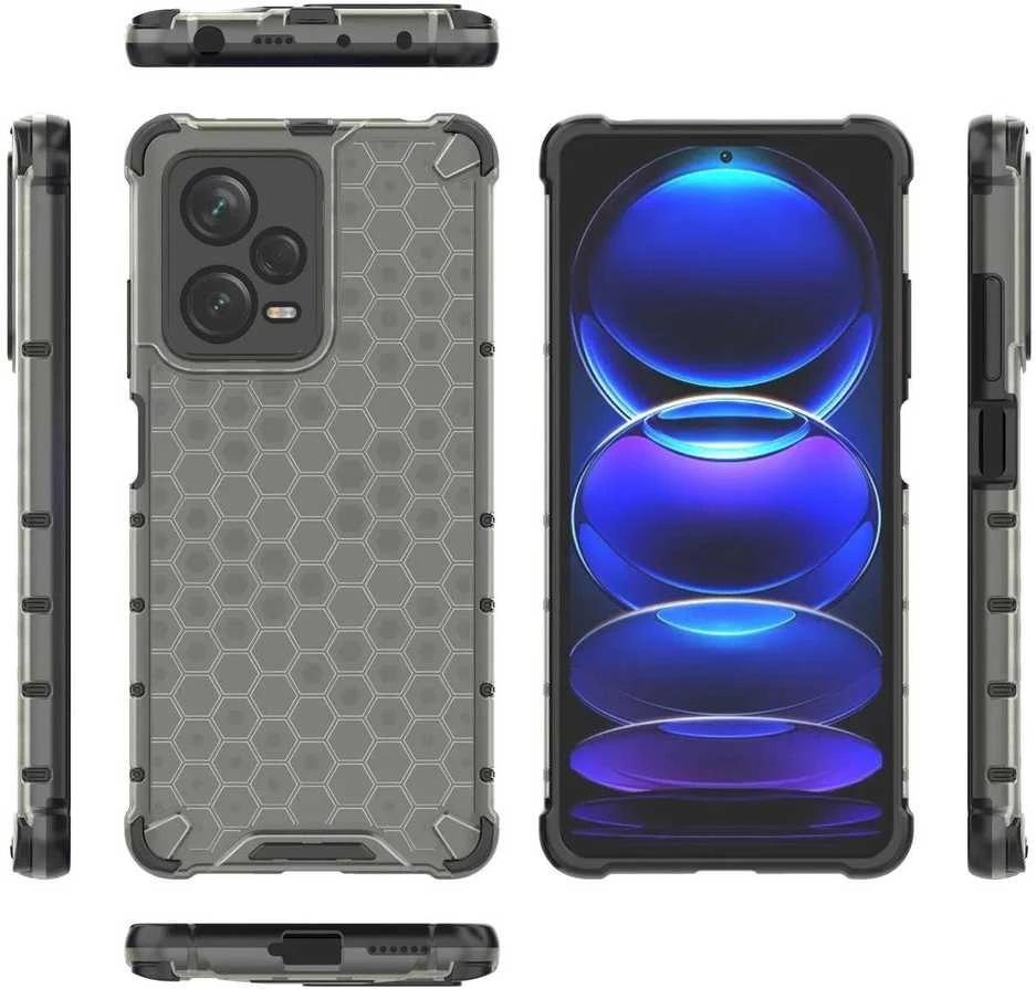 Hurtel Honeycomb Xiaomi Redmi Note 12 Pro+ armored hybrid dėklas telefonui juodos spalvos