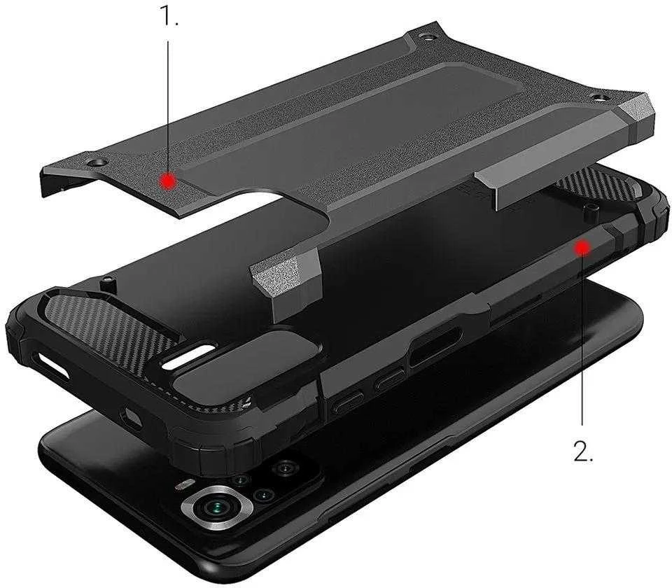 Hurtel Hybrid Armor šarvuotas hibridinis dėklas Xiaomi Redmi Note 11 Pro+ 5G (China) / 11 Pro 5G (China) / Mi11i HyperCharge / Poco X4 NFC 5G dėklas telefonui juodos spalvos