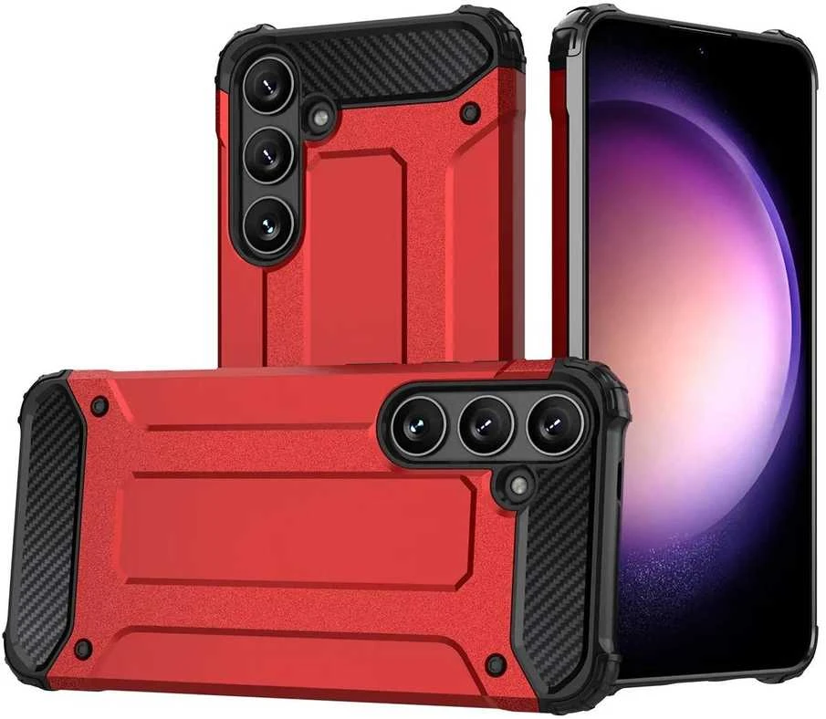Hurtel Hybrid Armor Camshield Samsung Galaxy S25 Plus dėklas telefonui raudonos spalvos