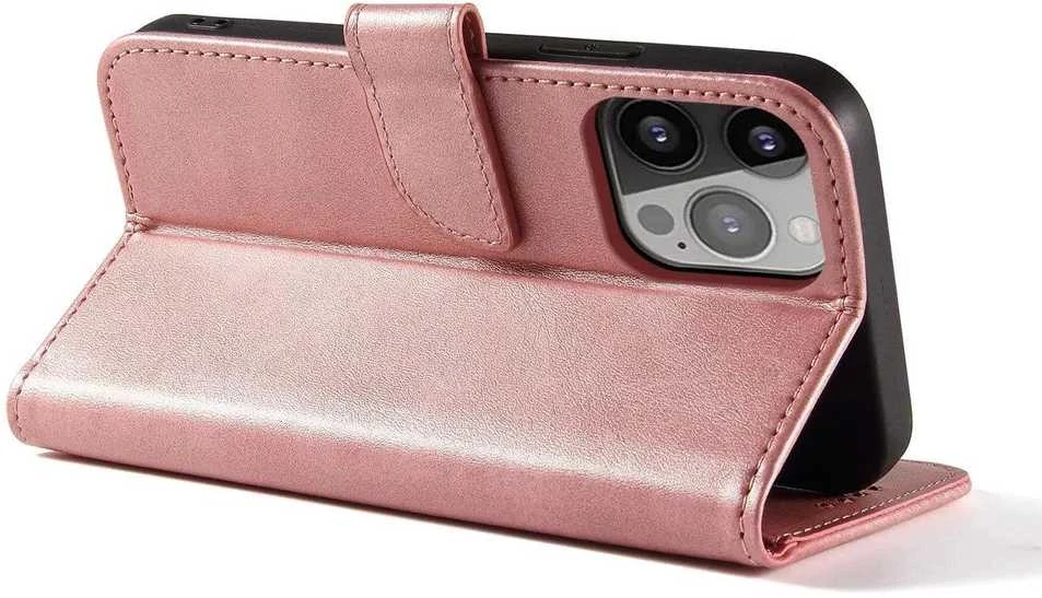 Hurtel Magnet Samsung Galaxy S23 Plus atverčiamas su stoveliu dėklas telefonui rožinės spalvos