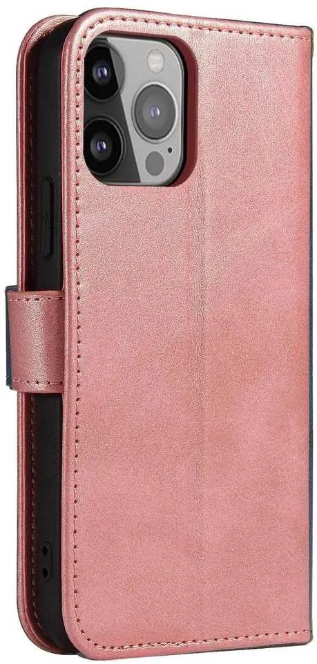 Hurtel Magnet Samsung Galaxy S23 Plus atverčiamas su stoveliu dėklas telefonui rožinės spalvos