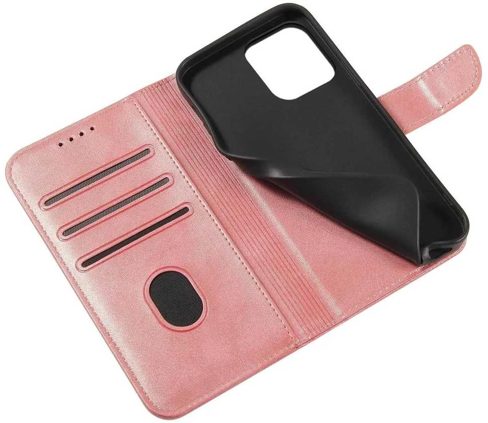 Hurtel Magnet Samsung Galaxy S23 Plus atverčiamas su stoveliu dėklas telefonui rožinės spalvos