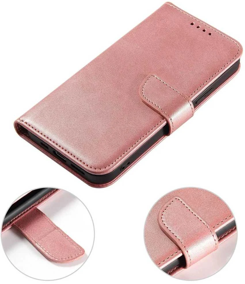Hurtel Magnet Samsung Galaxy S23 Plus atverčiamas su stoveliu dėklas telefonui rožinės spalvos