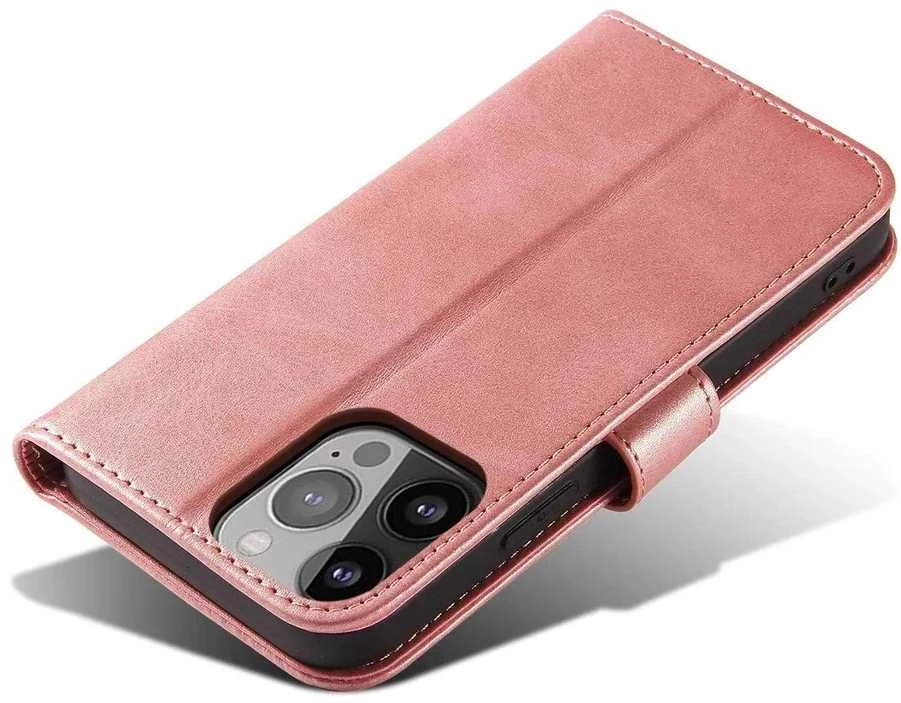 Hurtel Magnet Samsung Galaxy S23 Plus atverčiamas su stoveliu dėklas telefonui rožinės spalvos