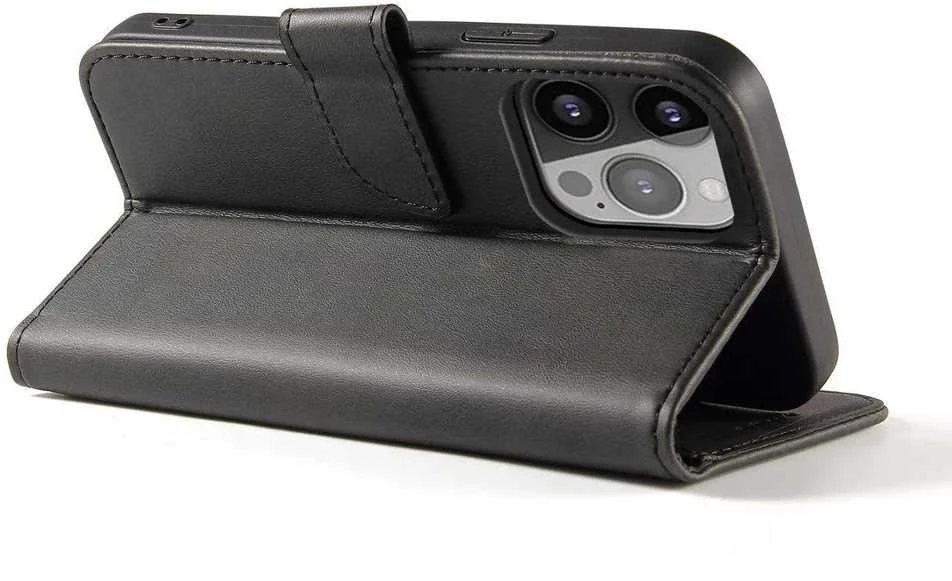 Hurtel Magnet TCL 20 Pro 5G atverčiamas su stoveliu dėklas telefonui juodos spalvos