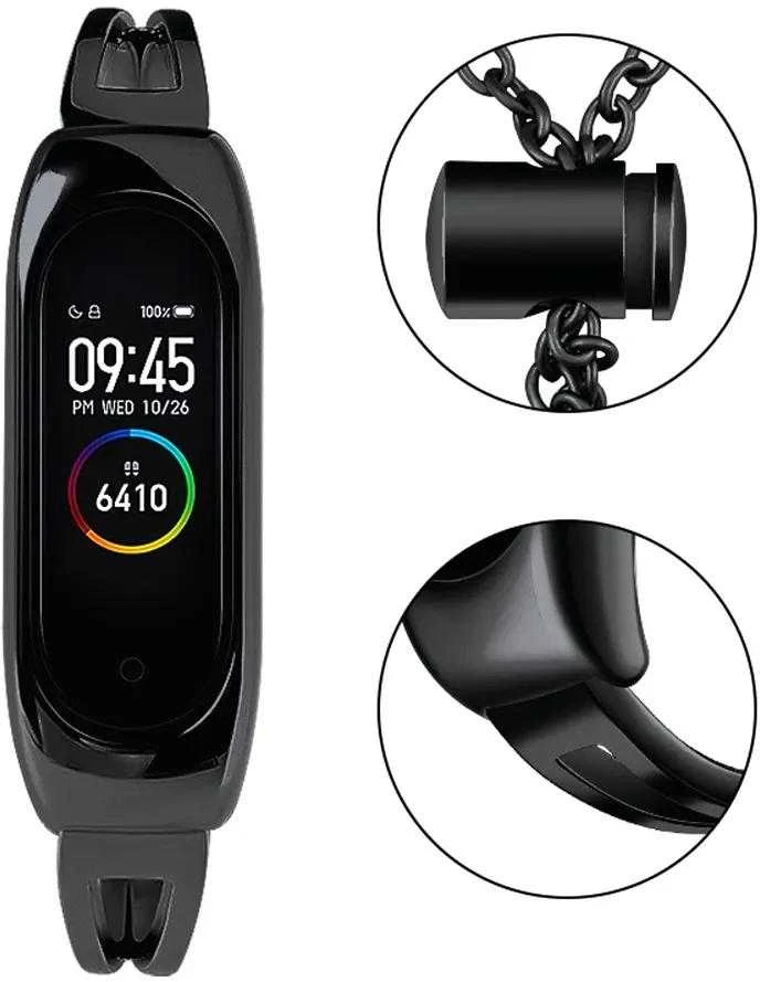 Hurtel Išmaniosios apyrankės Xiaomi Mi 3/4/5/6 metalinis dirželis, Juodos spalvos