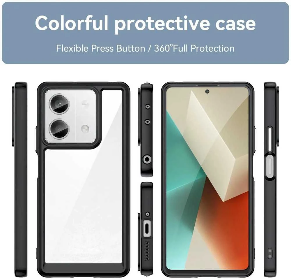 Hurtel Outer Space dėklas with gel frame Xiaomi Redmi Note 13 5G – dėklas telefonui juodos spalvos