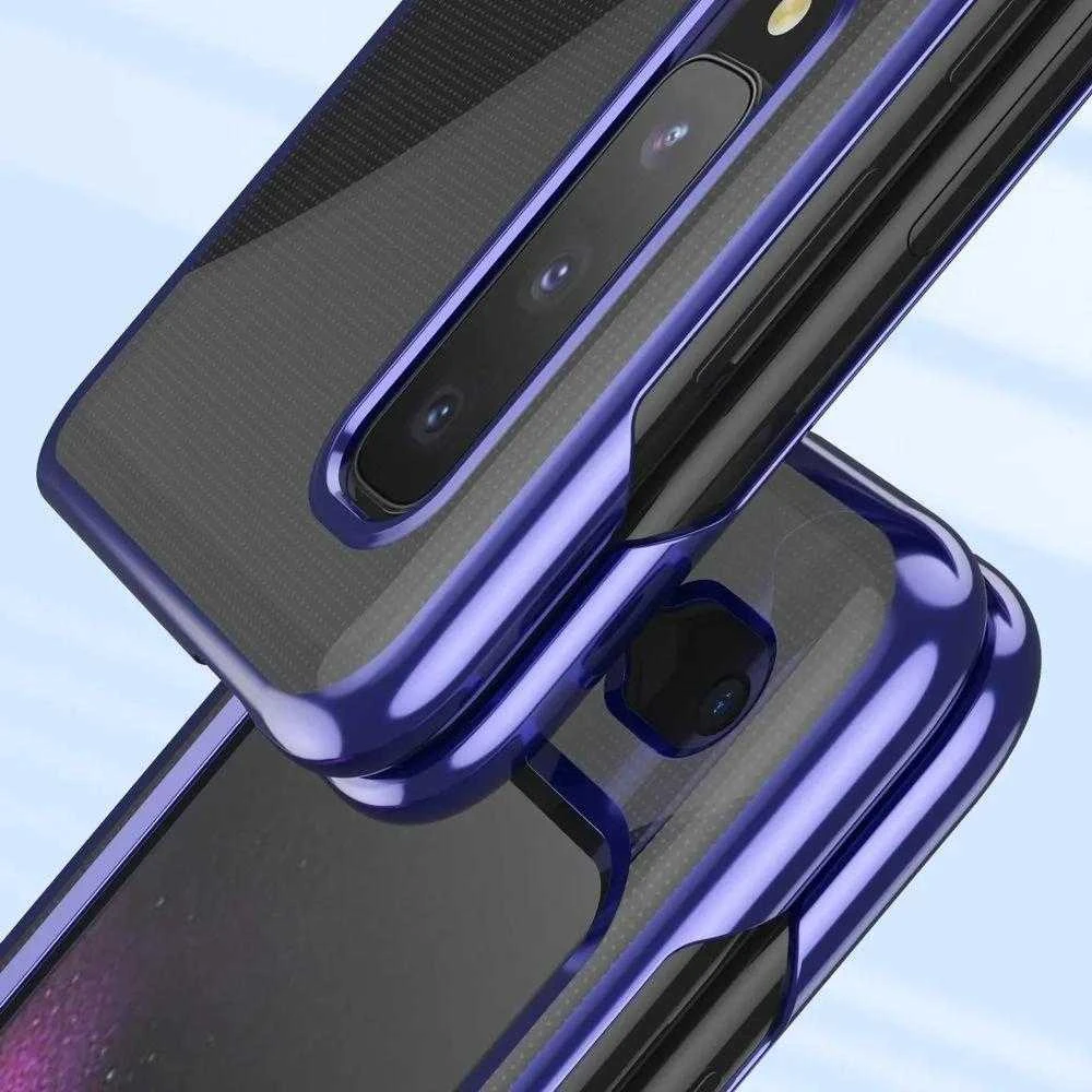 Hurtel Plating Electroplating frame Samsung Galaxy Fold dėklas telefonui mėlynos spalvos
