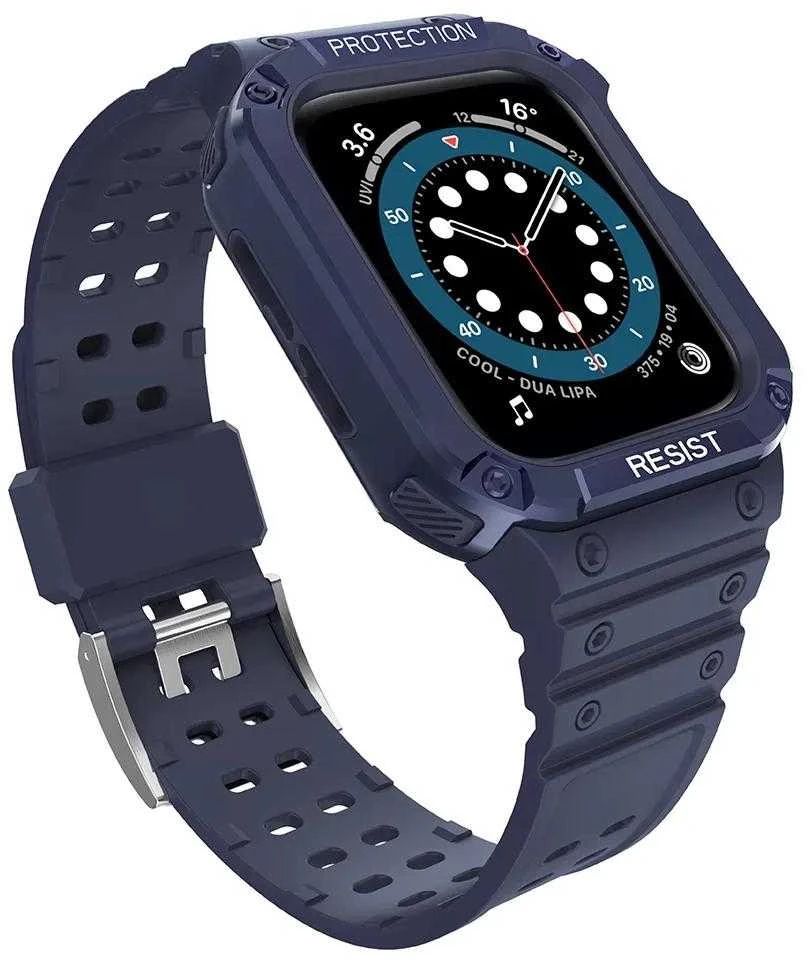 Dėklas Išmaniojo laikrodžio Apple SE/7 silikoninis Hurtel dirželis, Juodos spalvos, 42/44/45 mm