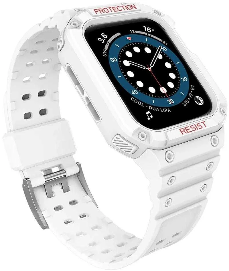 Dėklas Išmaniojo laikrodžio Apple SE/7 silikoninis Hurtel dirželis, Baltos spalvos, 42/44/45 mm