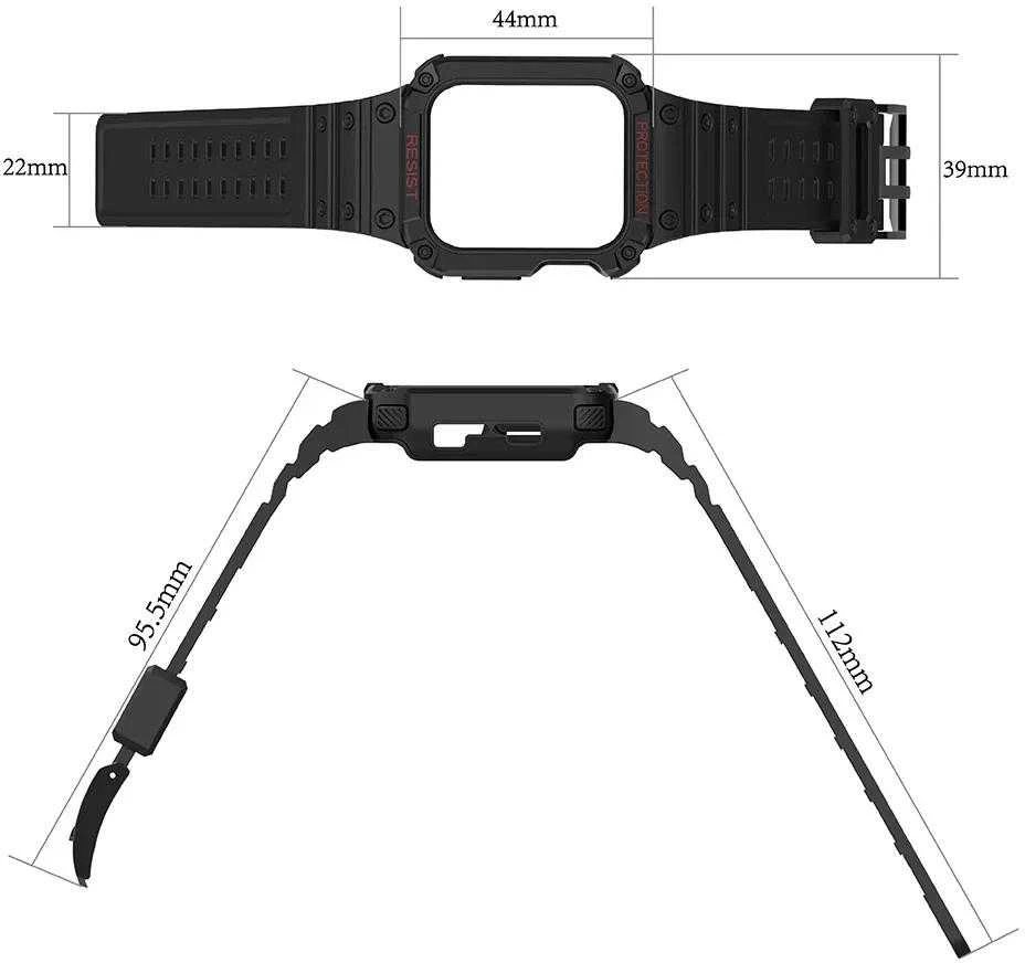 Dėklas Išmaniojo laikrodžio Apple SE/7 silikoninis Hurtel dirželis, Juodos spalvos, 42/44/45 mm