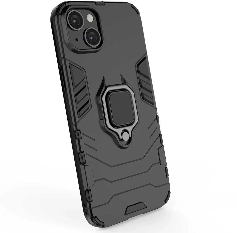 Hurtel Ring Armor case Apple iPhone 14 Plus armored cover magnetic holder ring dėklas telefonui juodos spalvos