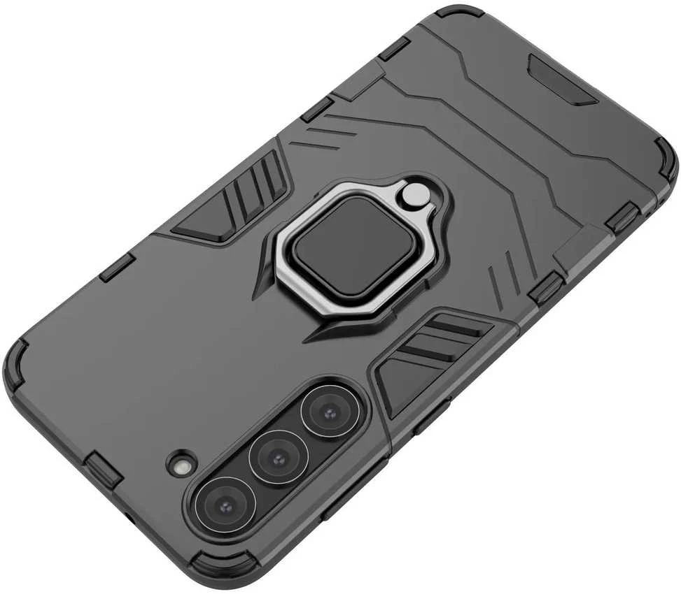 Hurtel Ring Armor case Samsung Galaxy S23+ armored cover magnetic holder ring dėklas telefonui juodos spalvos