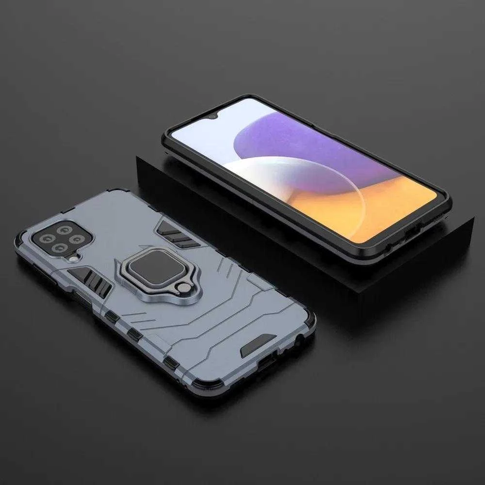 Dėklas Hurtel Ring Armor Kickstand Tough Rugged Samsung Galaxy A22 4G mėlynos spalvos