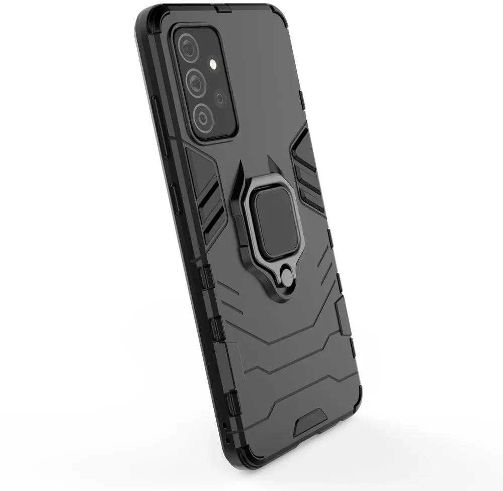 Dėklas Hurtel Ring Armor Kickstand Tough Rugged Samsung Galaxy A72 4G juodos spalvos