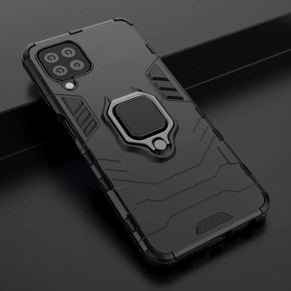 Dėklas Hurtel Ring Armor Kickstand Tough Rugged Samsung Galaxy A22 4G mėlynos spalvos