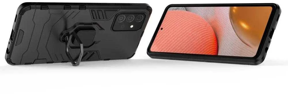 Dėklas Hurtel Ring Armor Kickstand Tough Rugged Samsung Galaxy A72 4G juodos spalvos